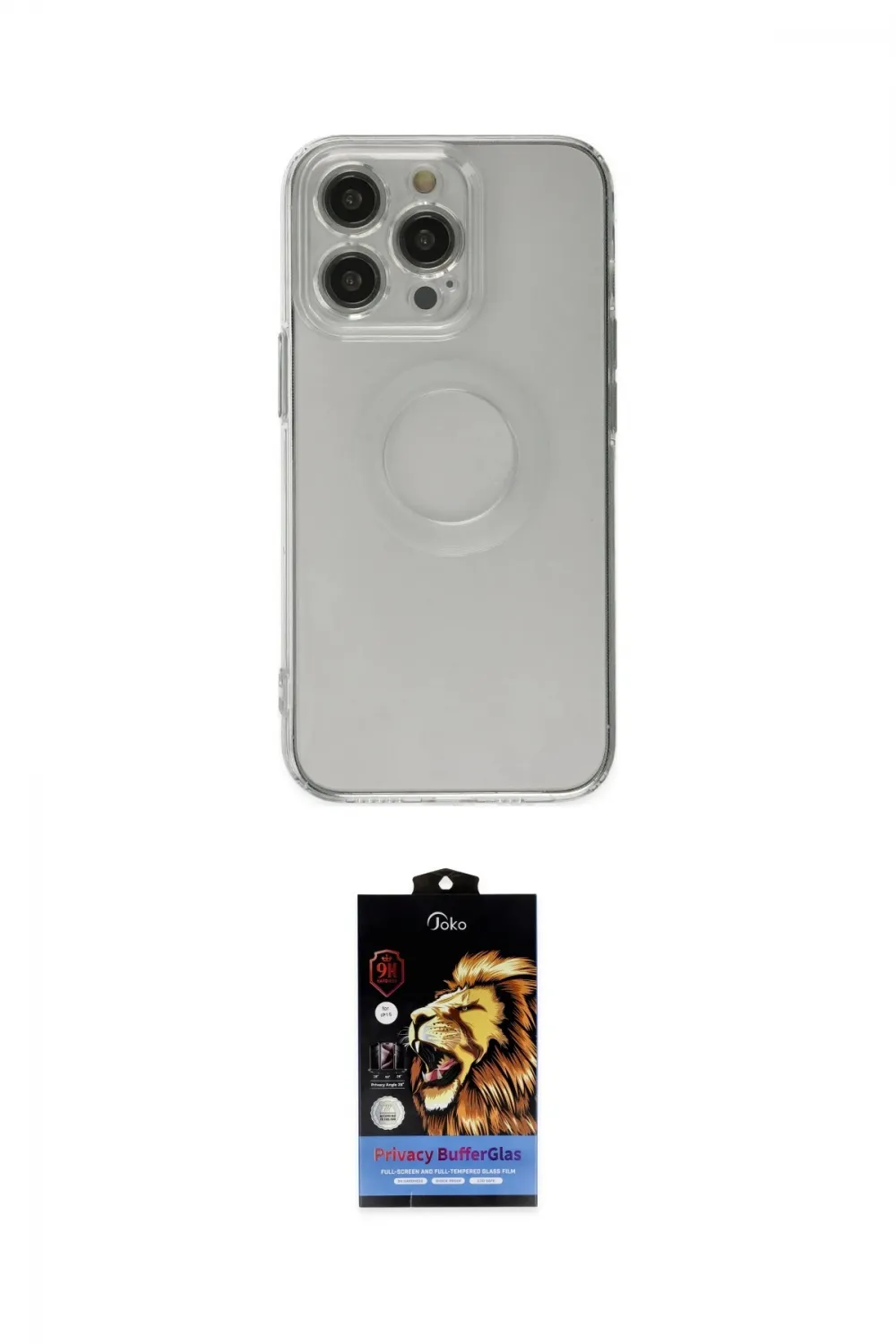 ieg™ iPhone 14 Pro Kılıf Kutup Klasik - Siyah Buffer Hayalet Cam Ekran Koruyucu