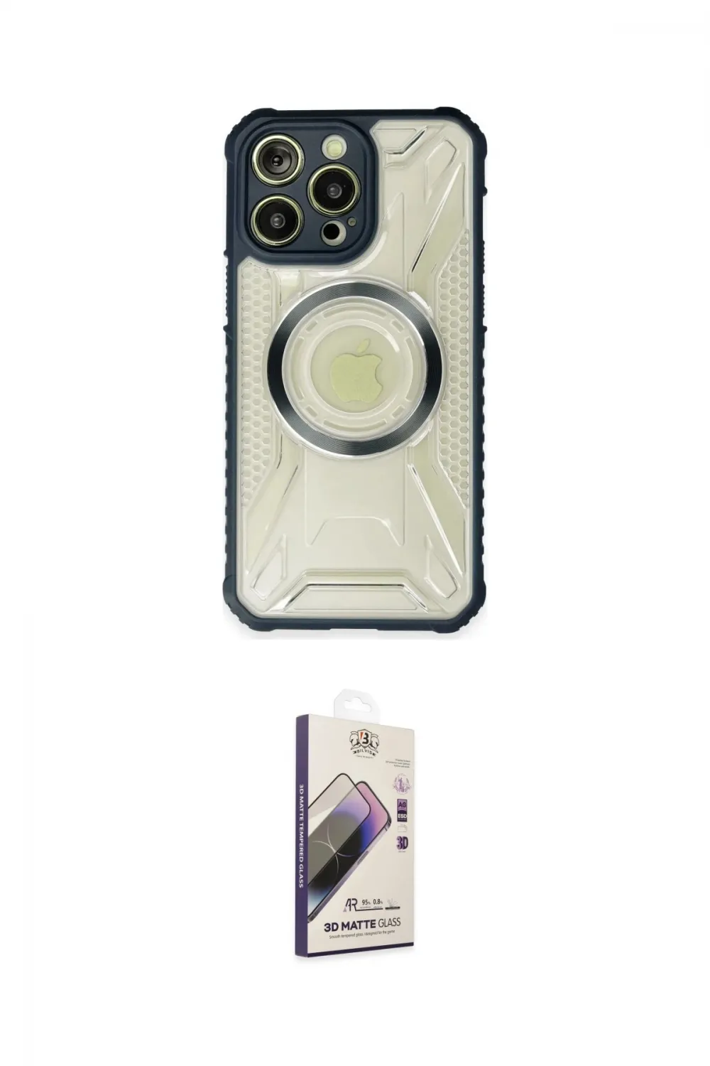 ieg™ iPhone 14 Pro Kılıf Kutup Modern - Siyah Bilvis 3D Mat Cam Ekran Koruyucu