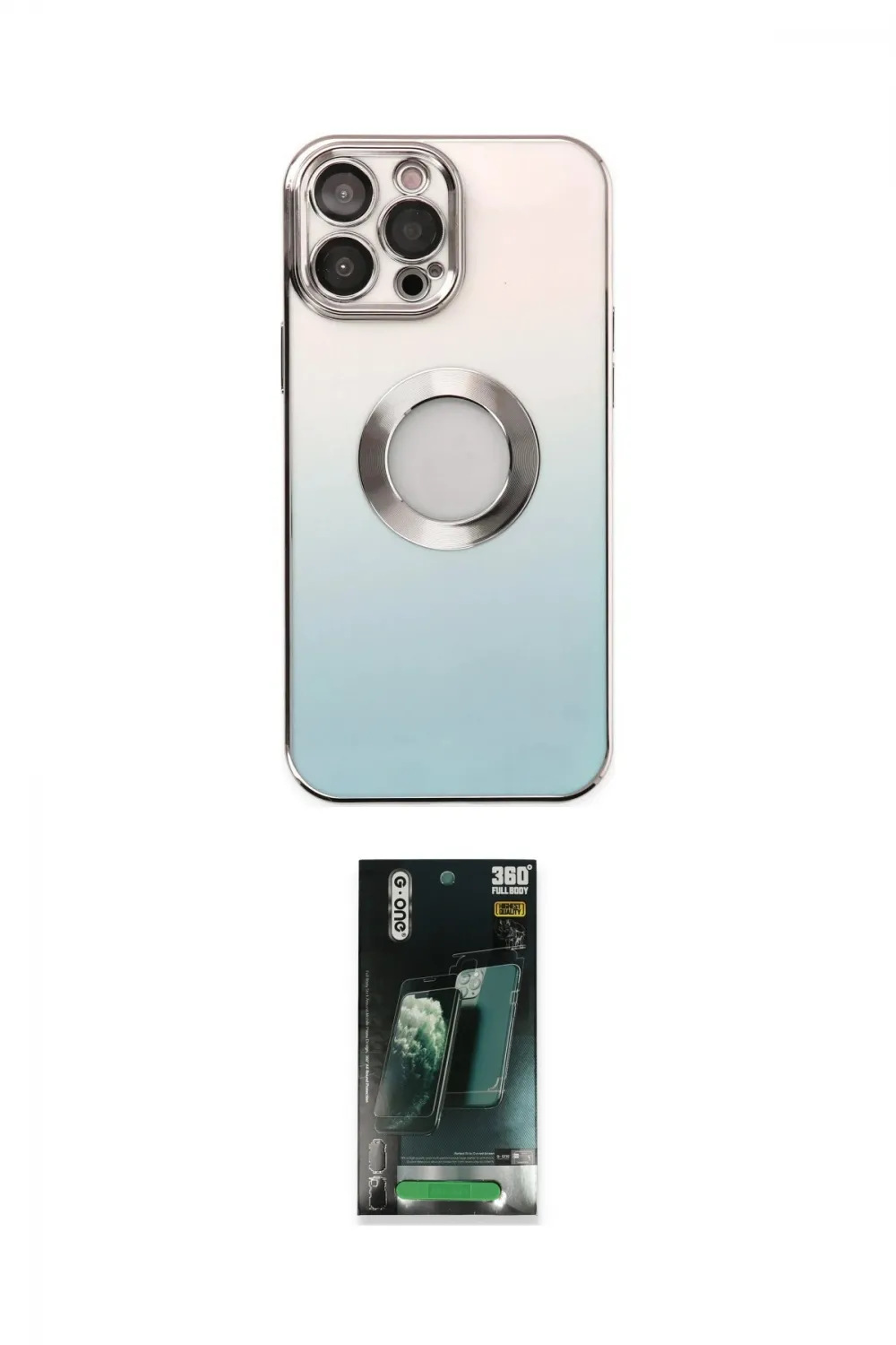 ieg™ iPhone 14 Pro Kılıf Kutup Yansıma Özel Seri - Siyah 360 Mat Full Body Arka Koruyucu