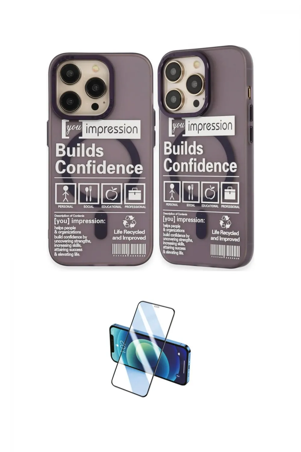 ieg™ iPhone 14 Pro Kılıf Nova Doku Koleksiyonu - Siyah 3D Antistatik Cam Ekran Koruyucu