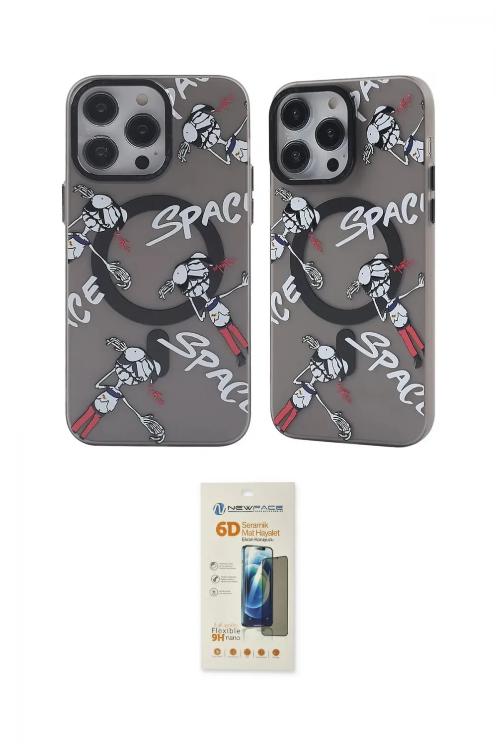 ieg™ iPhone 14 Pro Kılıf Nova Doku Koleksiyonu - Siyah 6D Mat Seramik Hayalet Nano Ekran Koruyucu