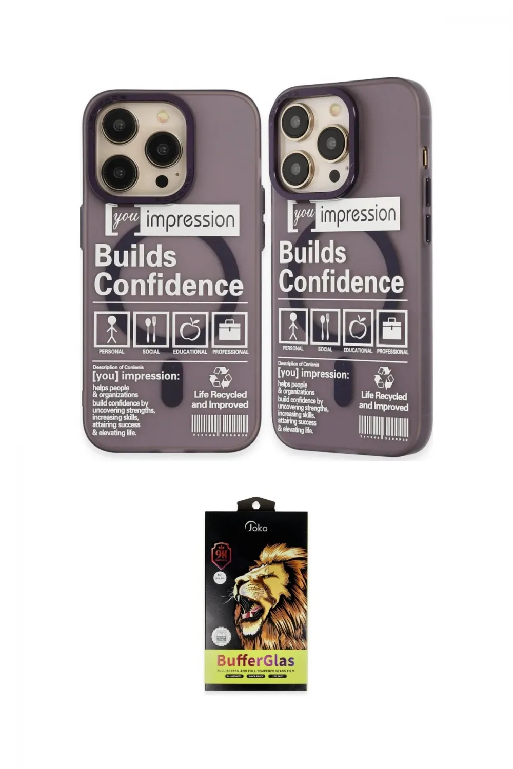 ieg™ iPhone 14 Pro Kılıf Nova Doku Koleksiyonu - Siyah Buffer Cam Ekran Koruyucu