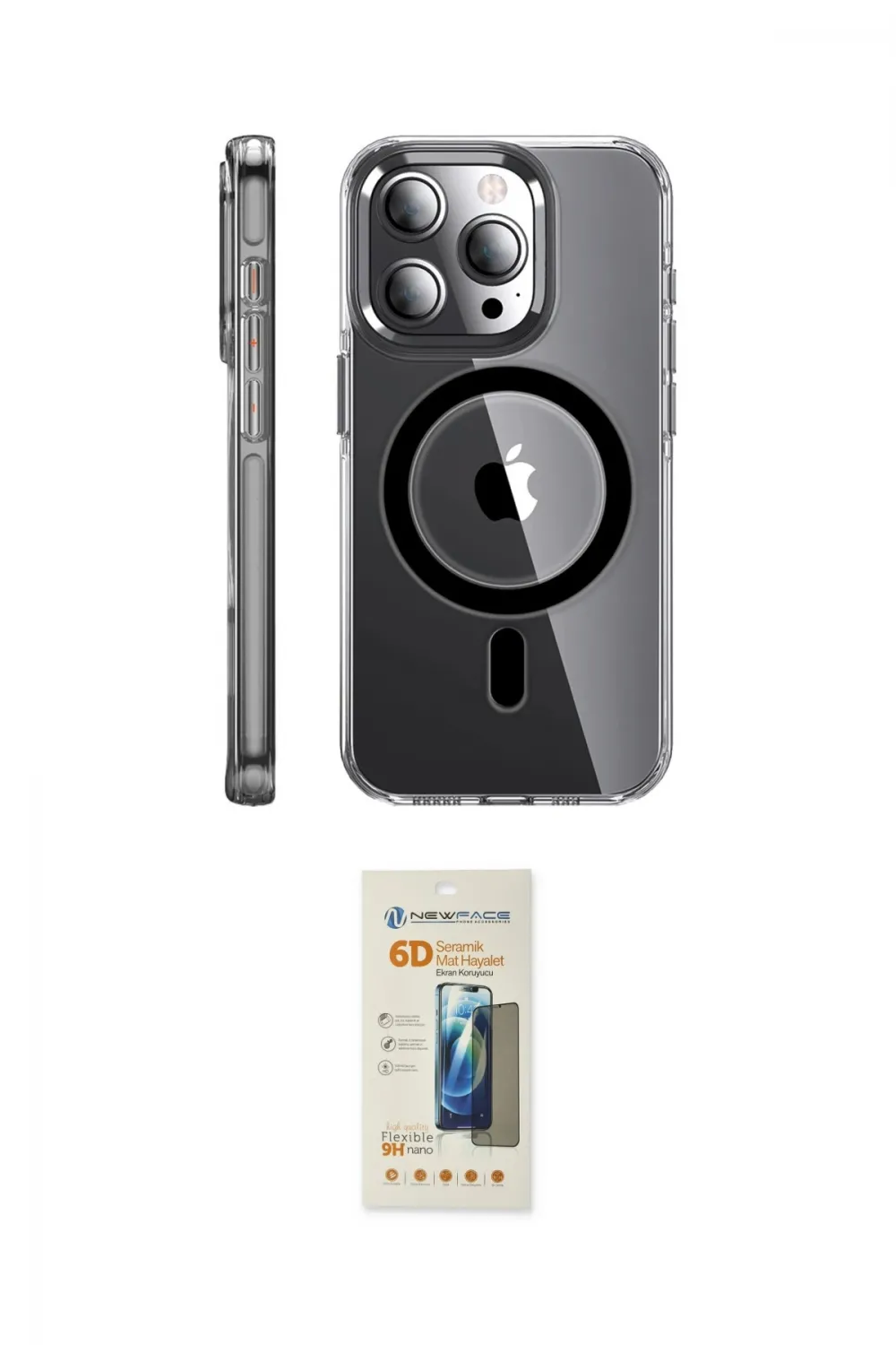 ieg™ iPhone 14 Pro Kılıf Nova Doku - Siyah 6D Mat Seramik Hayalet Nano Ekran Koruyucu
