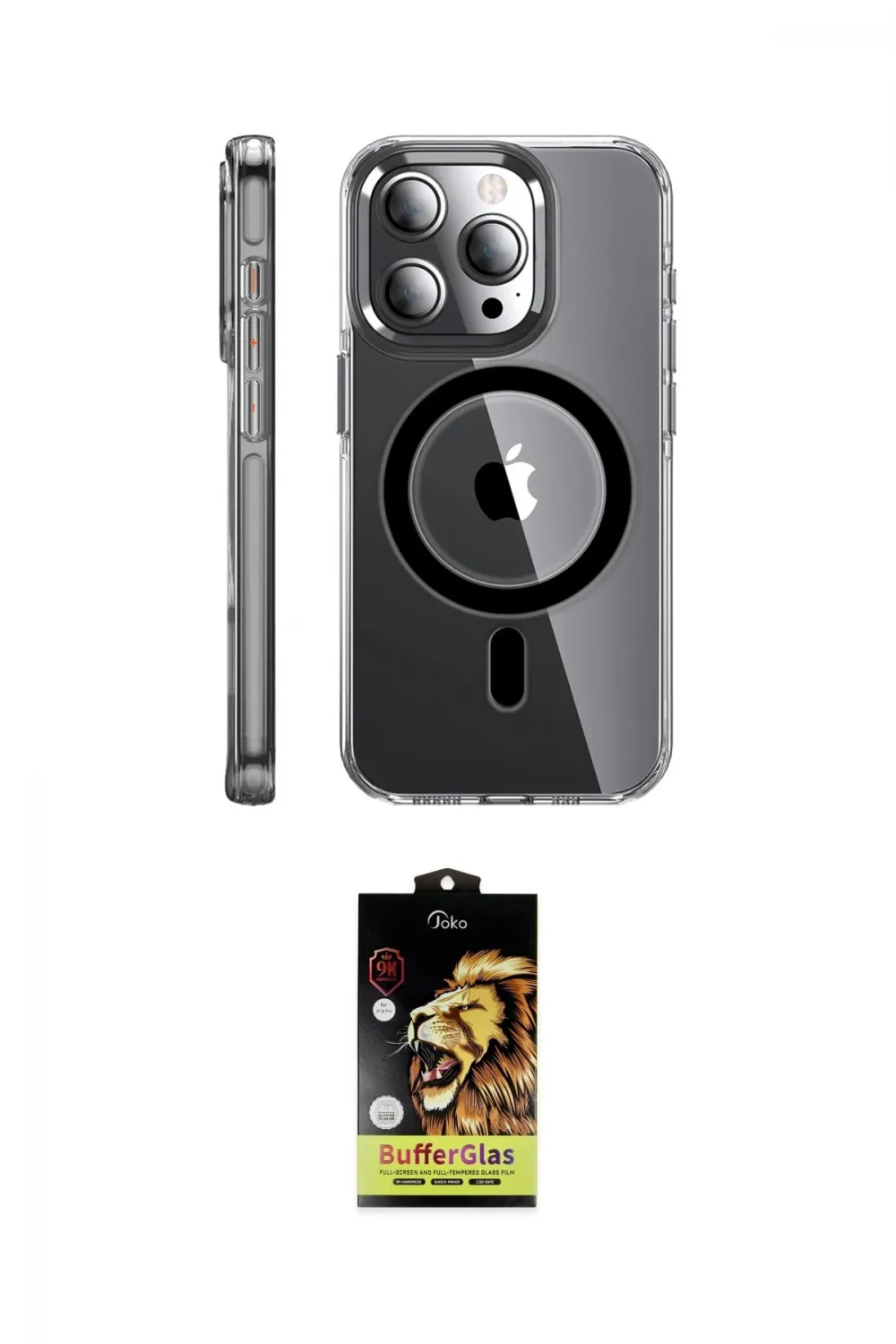 ieg™ iPhone 14 Pro Kılıf Nova Doku - Siyah Buffer Cam Ekran Koruyucu