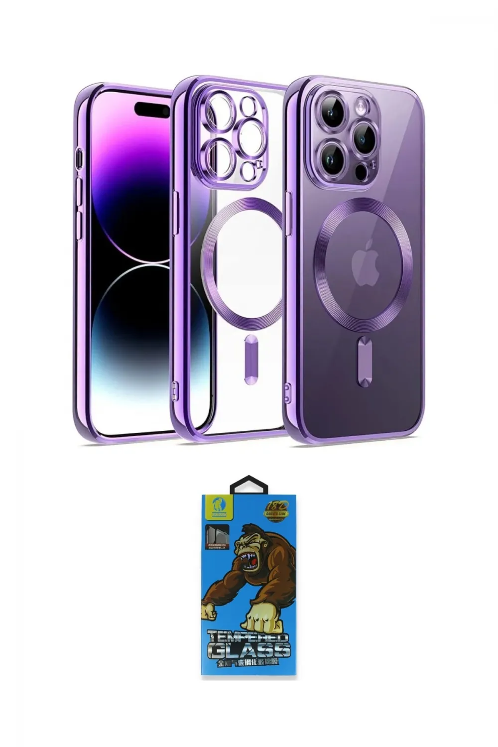 ieg™ iPhone 14 Pro Kılıf Nova Işık Özel Seri - Siyah 18D Cam Ekran Koruyucu