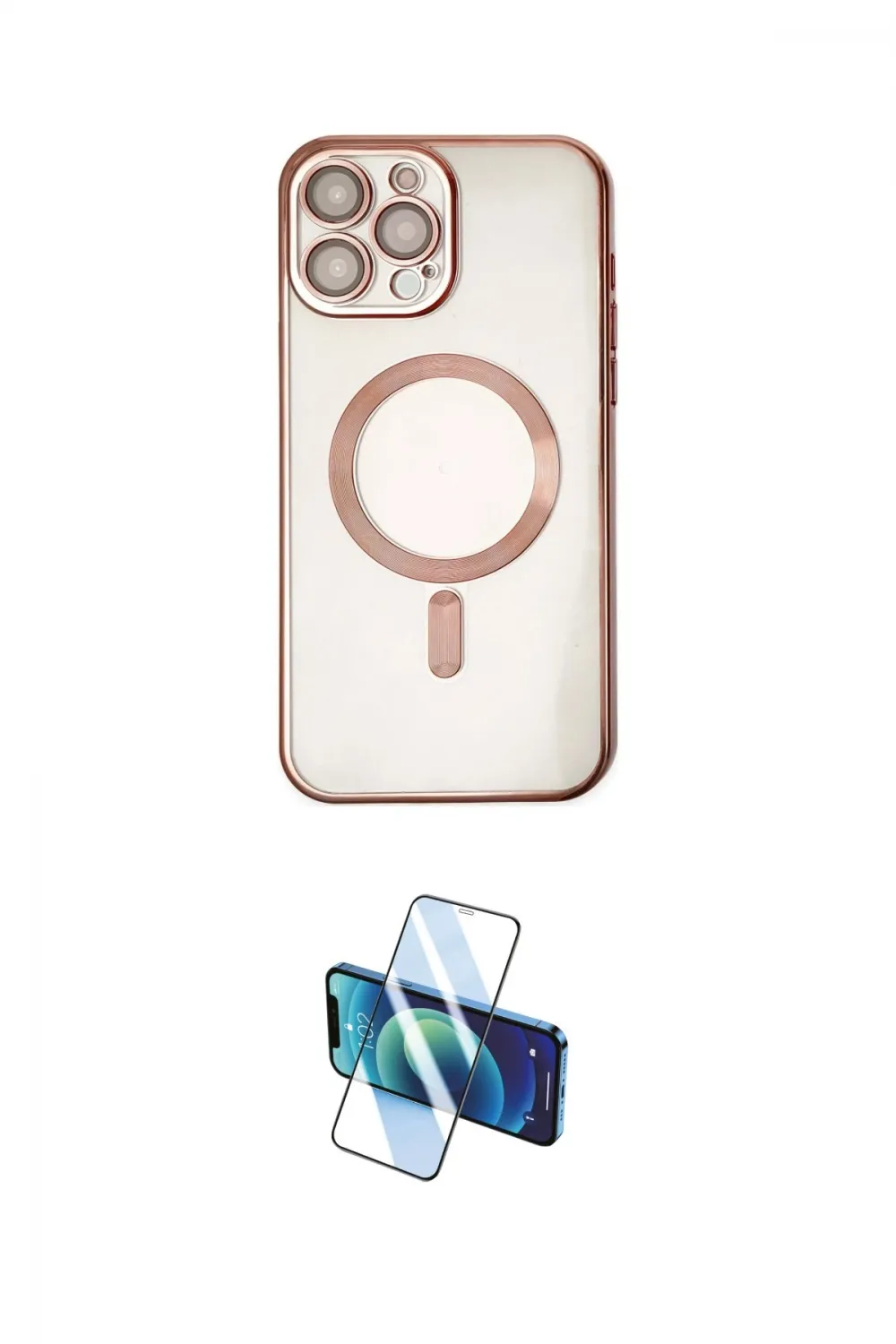 ieg™ iPhone 14 Pro Kılıf Nova Işık Özel Seri - Siyah 3D Antistatik Cam Ekran Koruyucu