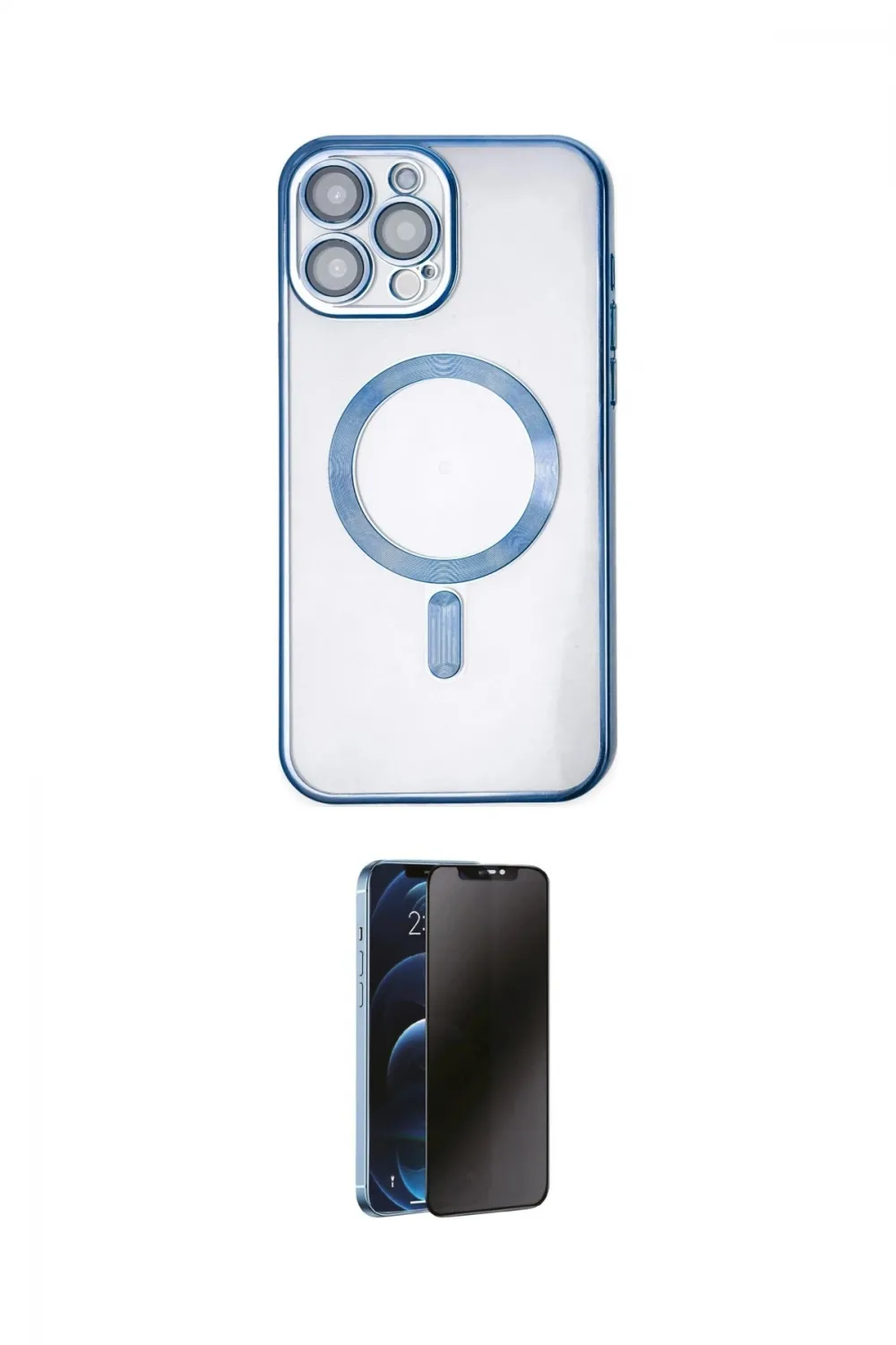 ieg™ iPhone 14 Pro Kılıf Nova Işık Özel Seri - Siyah 3D Antistatik Hayalet Cam Ekran Koruyucu