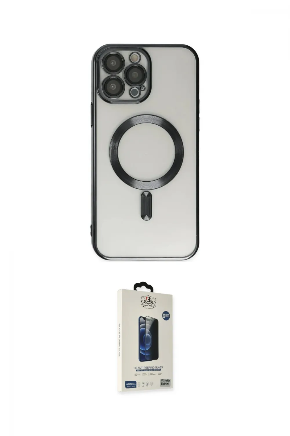 ieg™ iPhone 14 Pro Kılıf Nova Işık Özel Seri - Siyah Bilvis Hayalet Cam Ekran Koruyucu