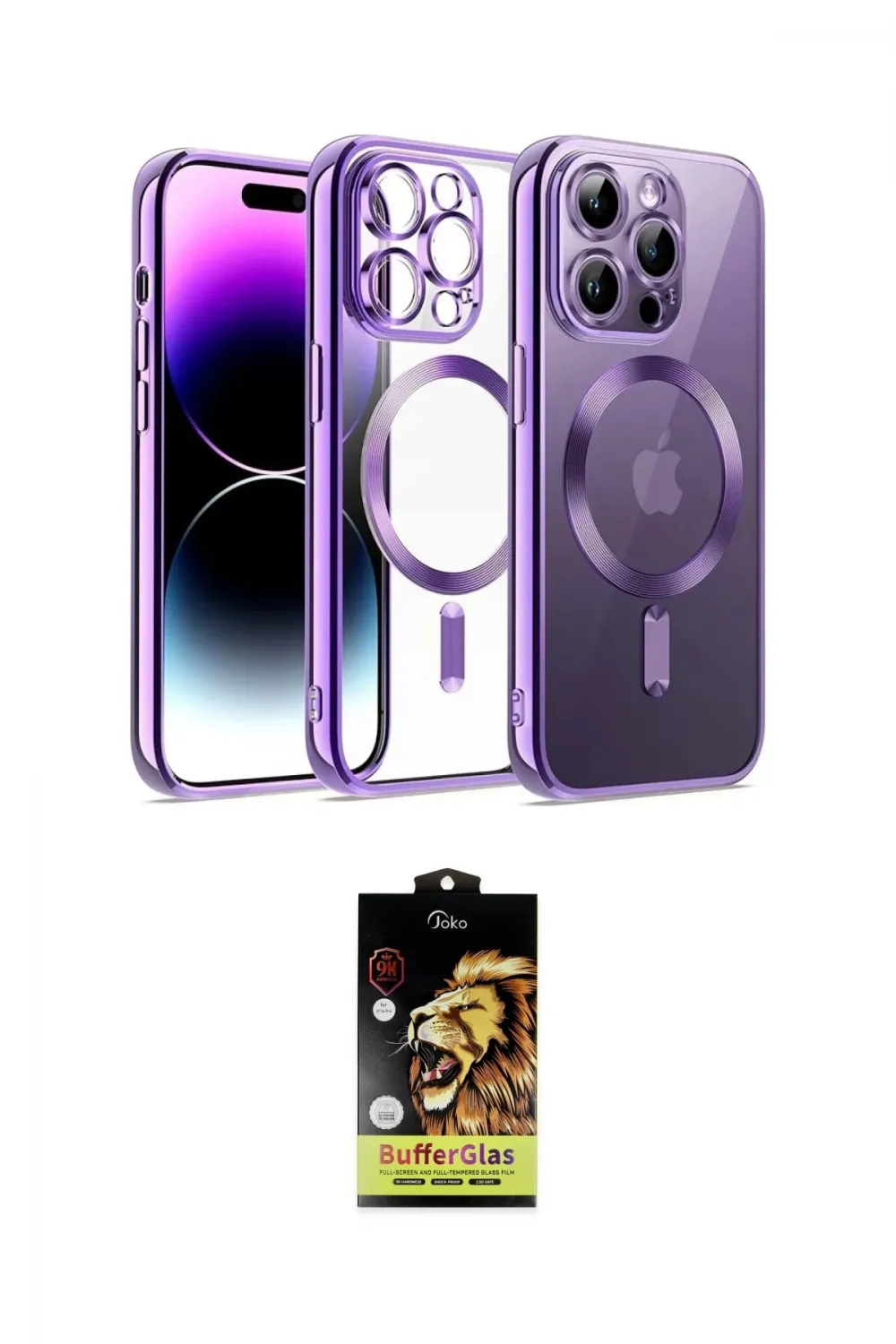 ieg™ iPhone 14 Pro Kılıf Nova Işık Özel Seri - Siyah Buffer Cam Ekran Koruyucu