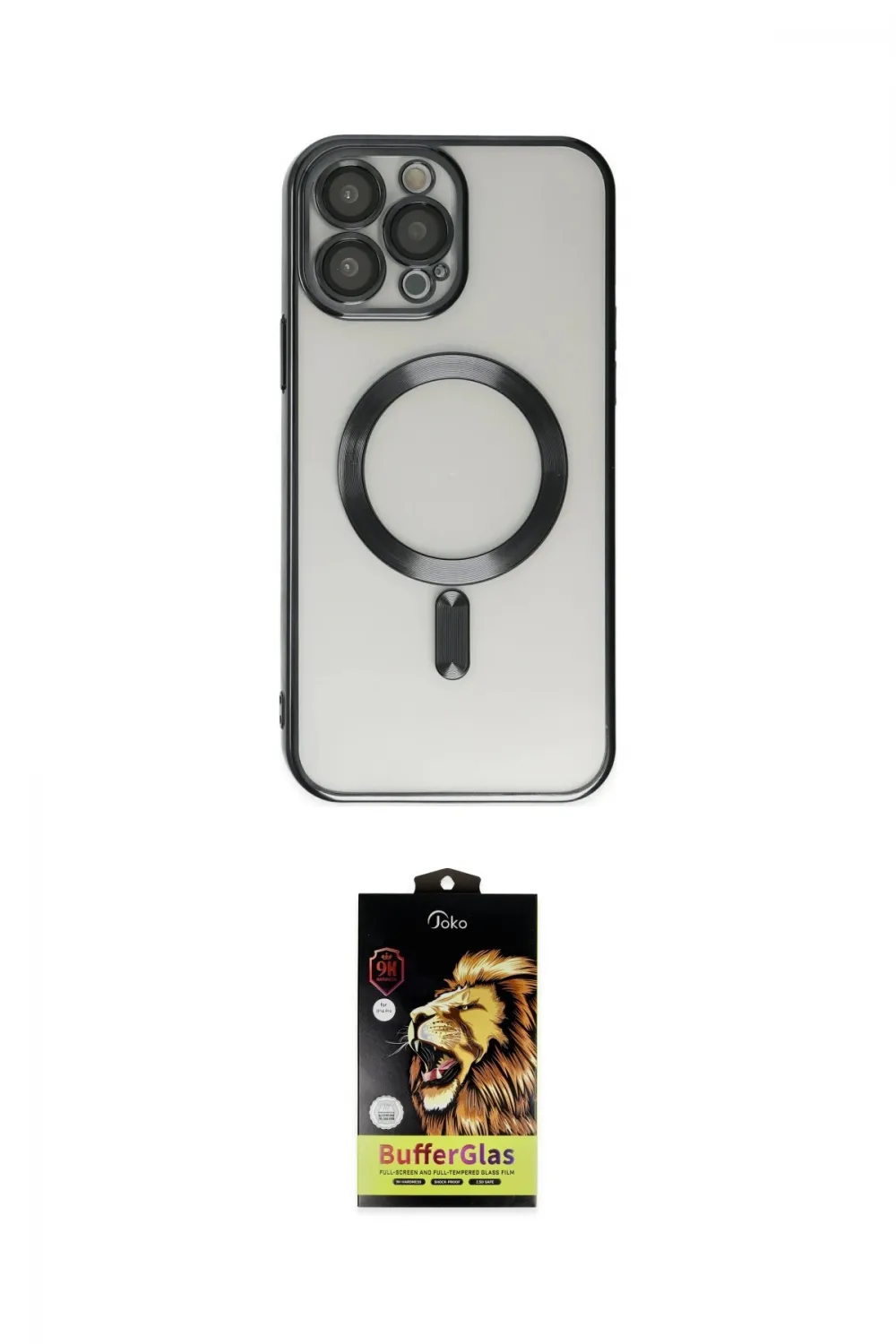 ieg™ iPhone 14 Pro Kılıf Nova Işık Özel Seri - Siyah Buffer Cam Ekran Koruyucu