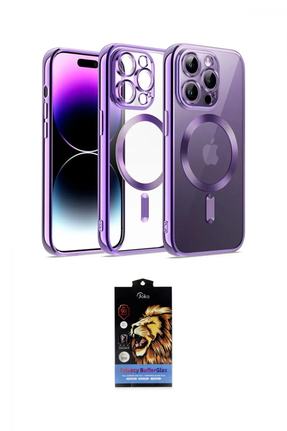 ieg™ iPhone 14 Pro Kılıf Nova Işık Özel Seri - Siyah Buffer Hayalet Cam Ekran Koruyucu