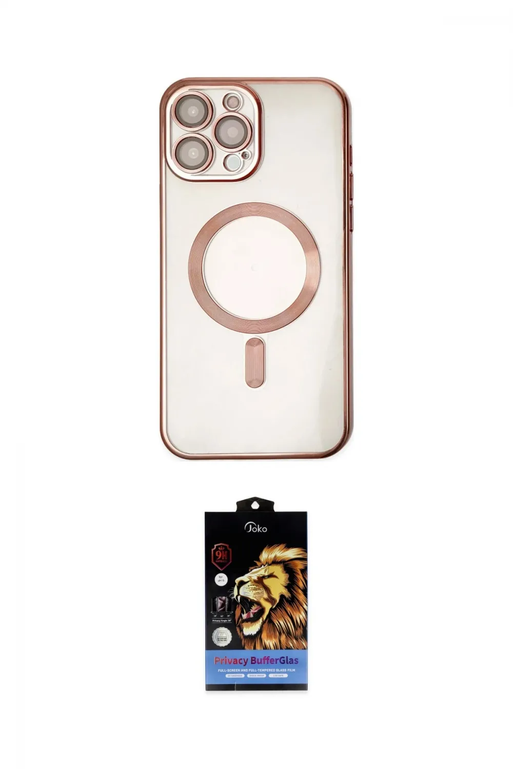 ieg™ iPhone 14 Pro Kılıf Nova Işık Özel Seri - Siyah Buffer Hayalet Cam Ekran Koruyucu