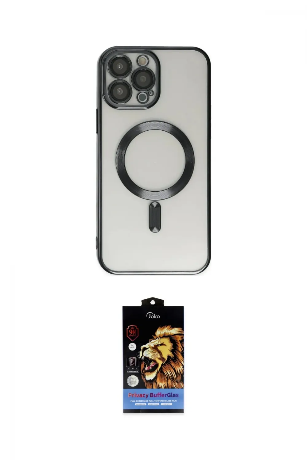 ieg™ iPhone 14 Pro Kılıf Nova Işık Özel Seri - Siyah Buffer Hayalet Cam Ekran Koruyucu