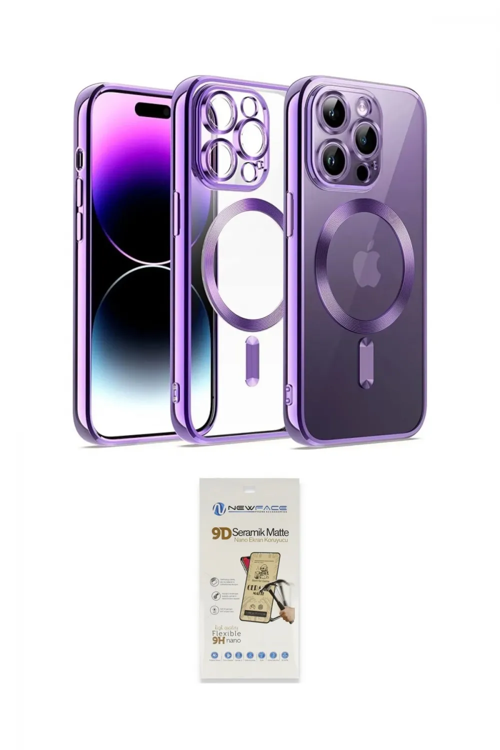 ieg™ iPhone 14 Pro Kılıf Nova Işık Özel Seri - Siyah Mat Seramik Nano Ekran Koruyucu