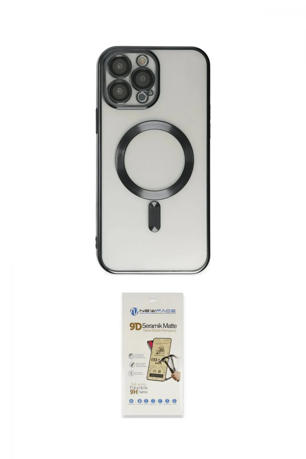 ieg™ iPhone 14 Pro Kılıf Nova Işık Özel Seri - Siyah Mat Seramik Nano Ekran Koruyucu