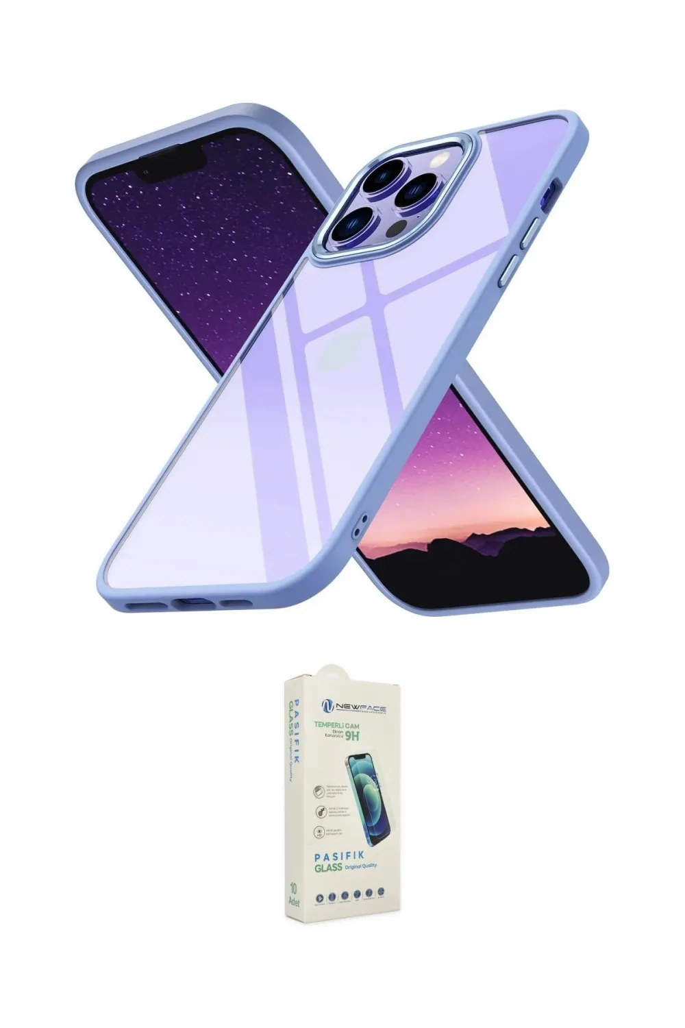 ieg™ iPhone 14 Pro Kılıf Nova Işık Serisi - Şeffaf Pasifik Cam Ekran Koruyucu