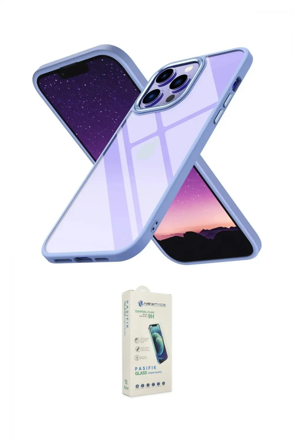 ieg™ iPhone 14 Pro Kılıf Nova Işık Serisi - Şeffaf Pasifik Cam Ekran Koruyucu