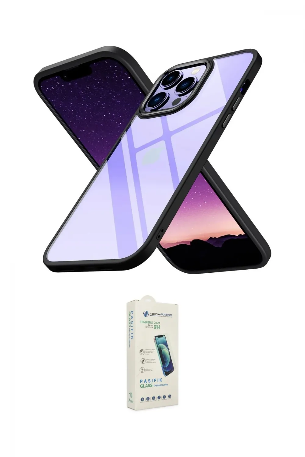 ieg™ iPhone 14 Pro Kılıf Nova Işık Serisi - Şeffaf Pasifik Cam Ekran Koruyucu