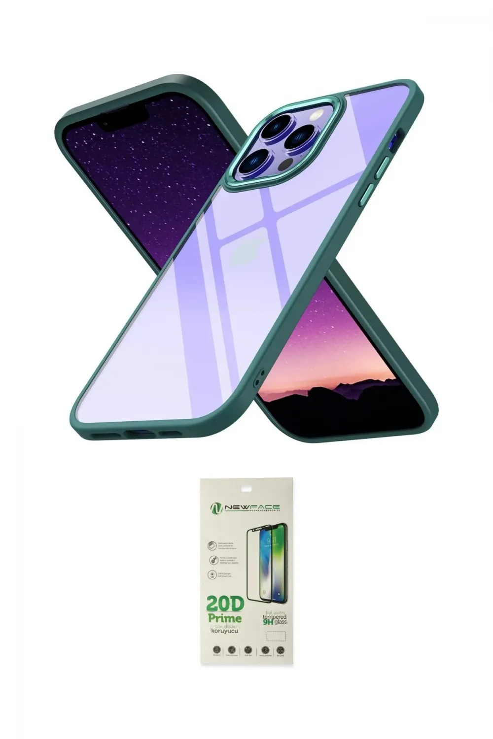 ieg™ iPhone 14 Pro Kılıf Nova Işık Serisi - Siyah 20D Premium Cam Ekran Koruyucu