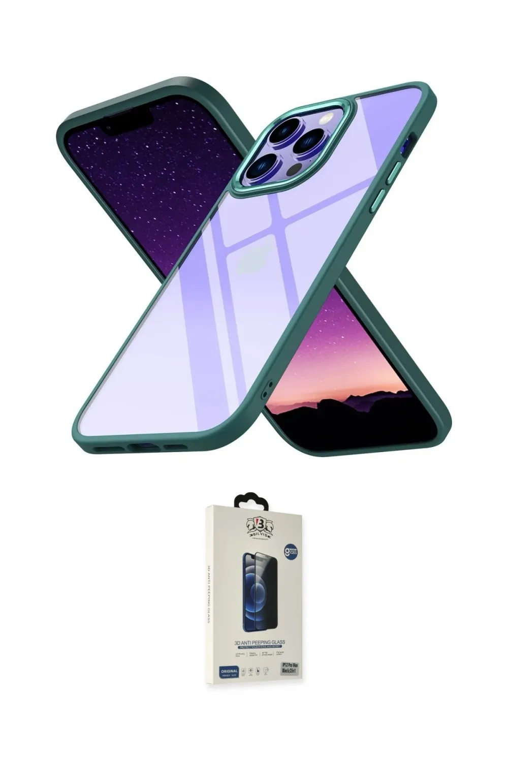 ieg™ iPhone 14 Pro Kılıf Nova Işık Serisi - Siyah Bilvis Hayalet Cam Ekran Koruyucu