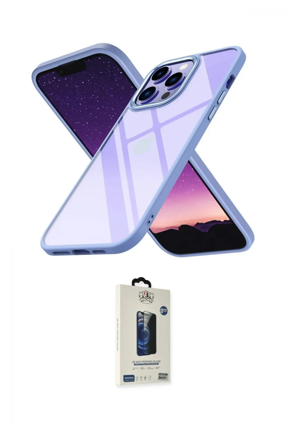 ieg™ iPhone 14 Pro Kılıf Nova Işık Serisi - Siyah Bilvis Hayalet Cam Ekran Koruyucu