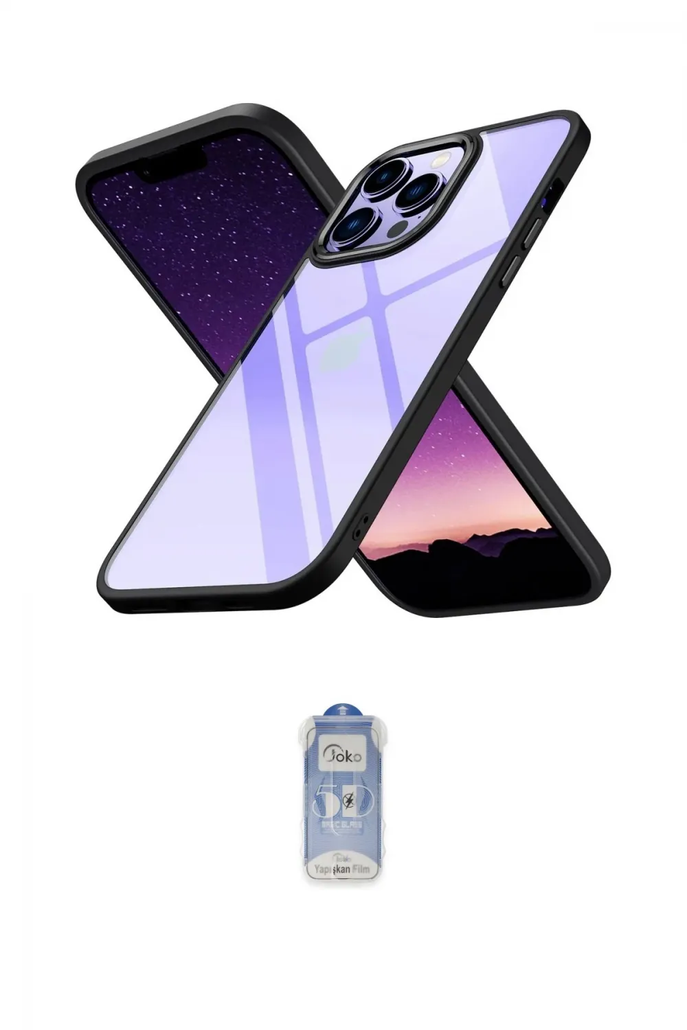 ieg™ iPhone 14 Pro Kılıf Nova Işık Serisi - Siyah Joko Magic 5D Cam