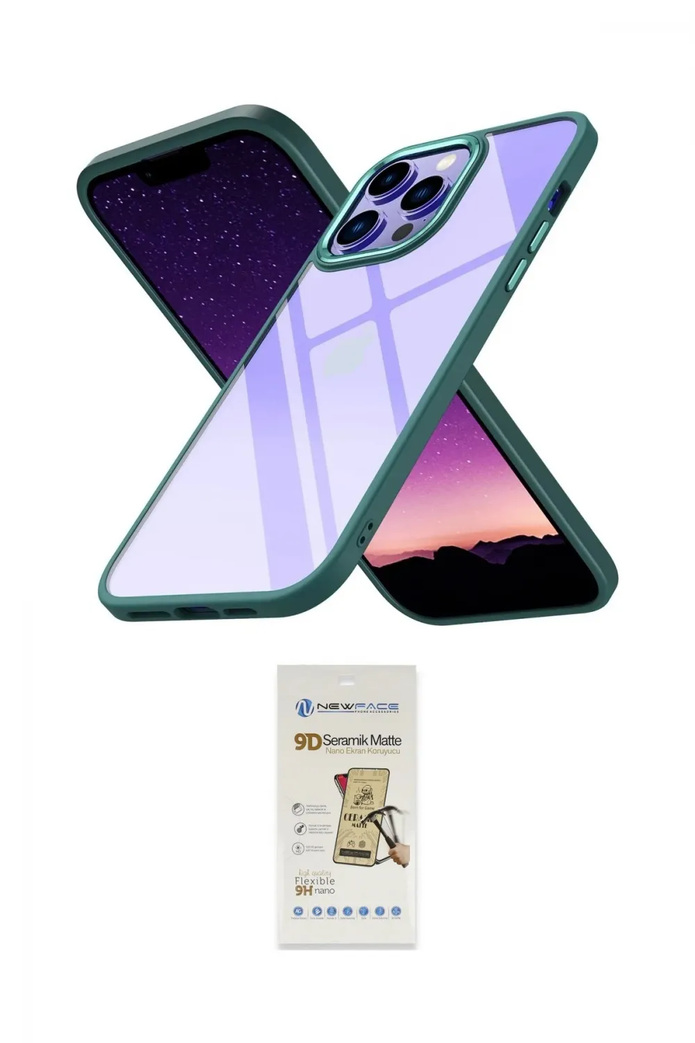 ieg™ iPhone 14 Pro Kılıf Nova Işık Serisi - Siyah Mat Seramik Nano Ekran Koruyucu