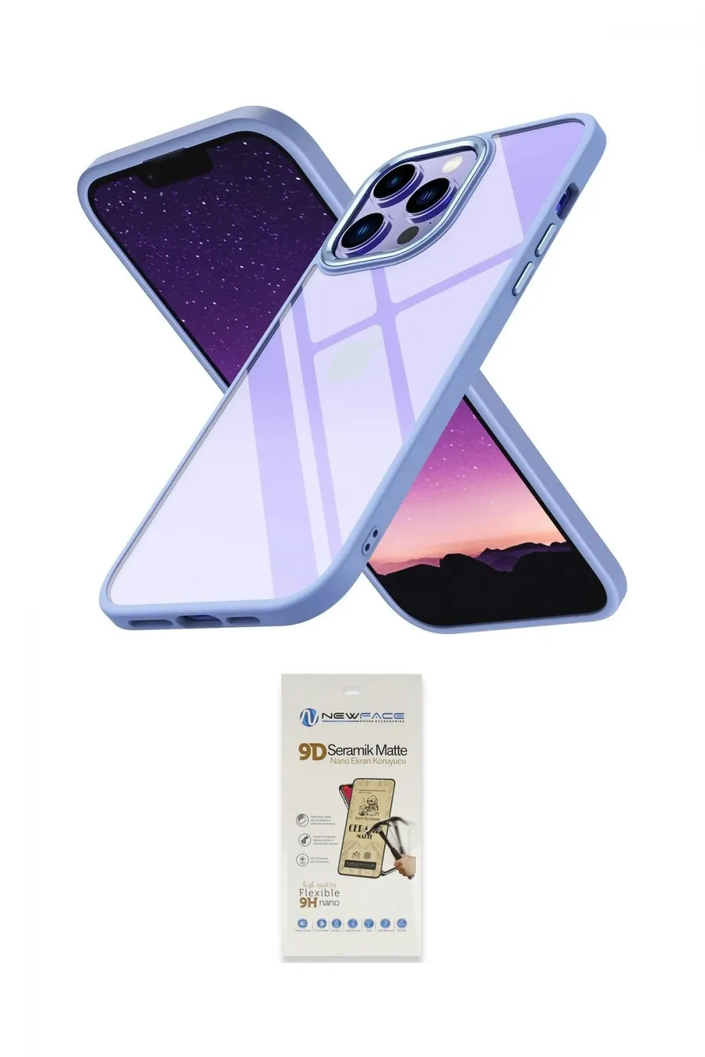 ieg™ iPhone 14 Pro Kılıf Nova Işık Serisi - Siyah Mat Seramik Nano Ekran Koruyucu