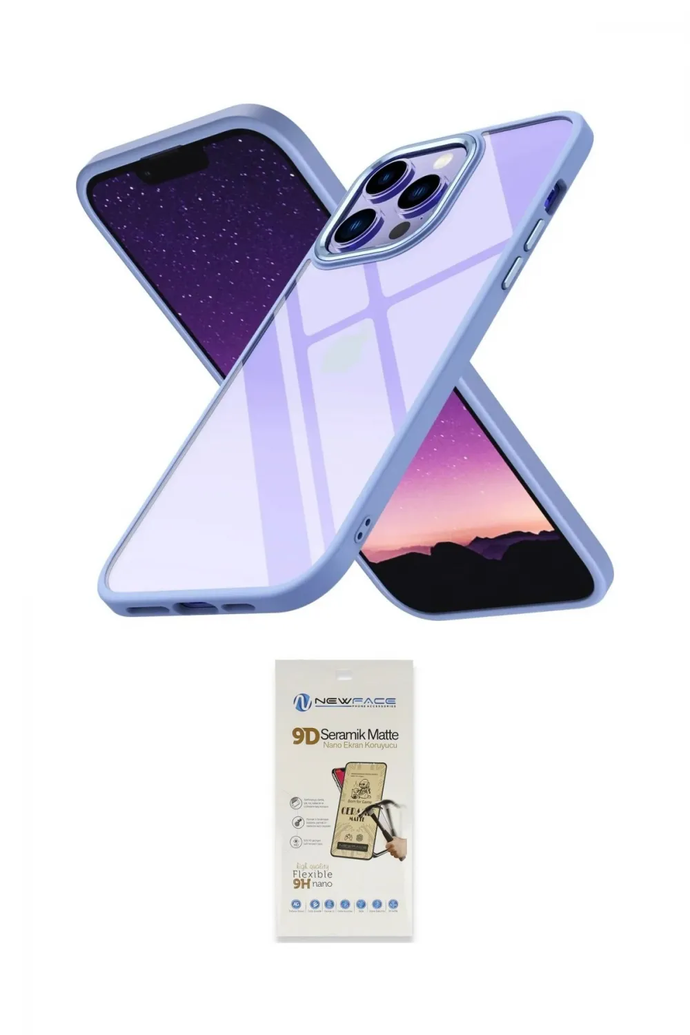 ieg™ iPhone 14 Pro Kılıf Nova Işık Serisi - Siyah Mat Seramik Nano Ekran Koruyucu