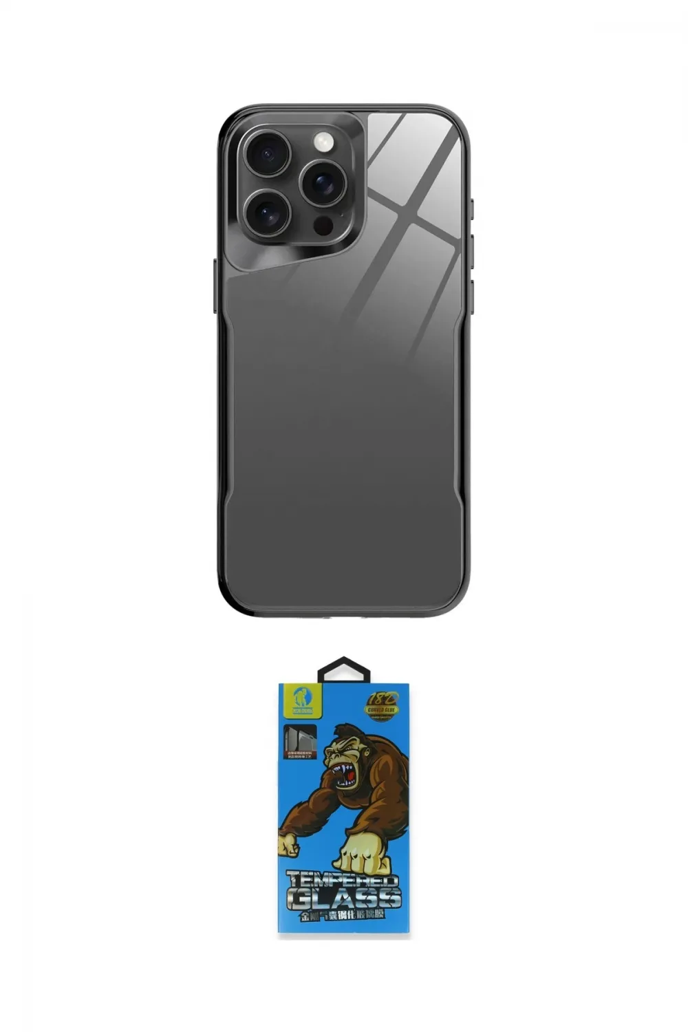 ieg™ iPhone 14 Pro Kılıf Odak Doku - Siyah 18D Cam Ekran Koruyucu