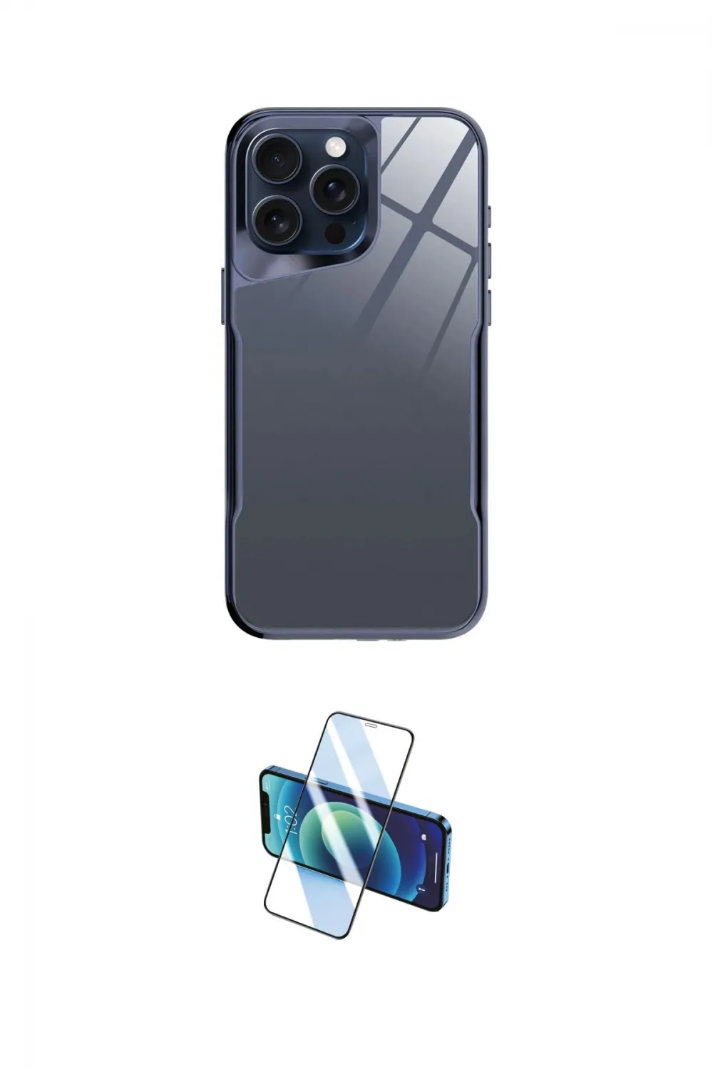 ieg™ iPhone 14 Pro Kılıf Odak Doku - Siyah 3D Antistatik Cam Ekran Koruyucu