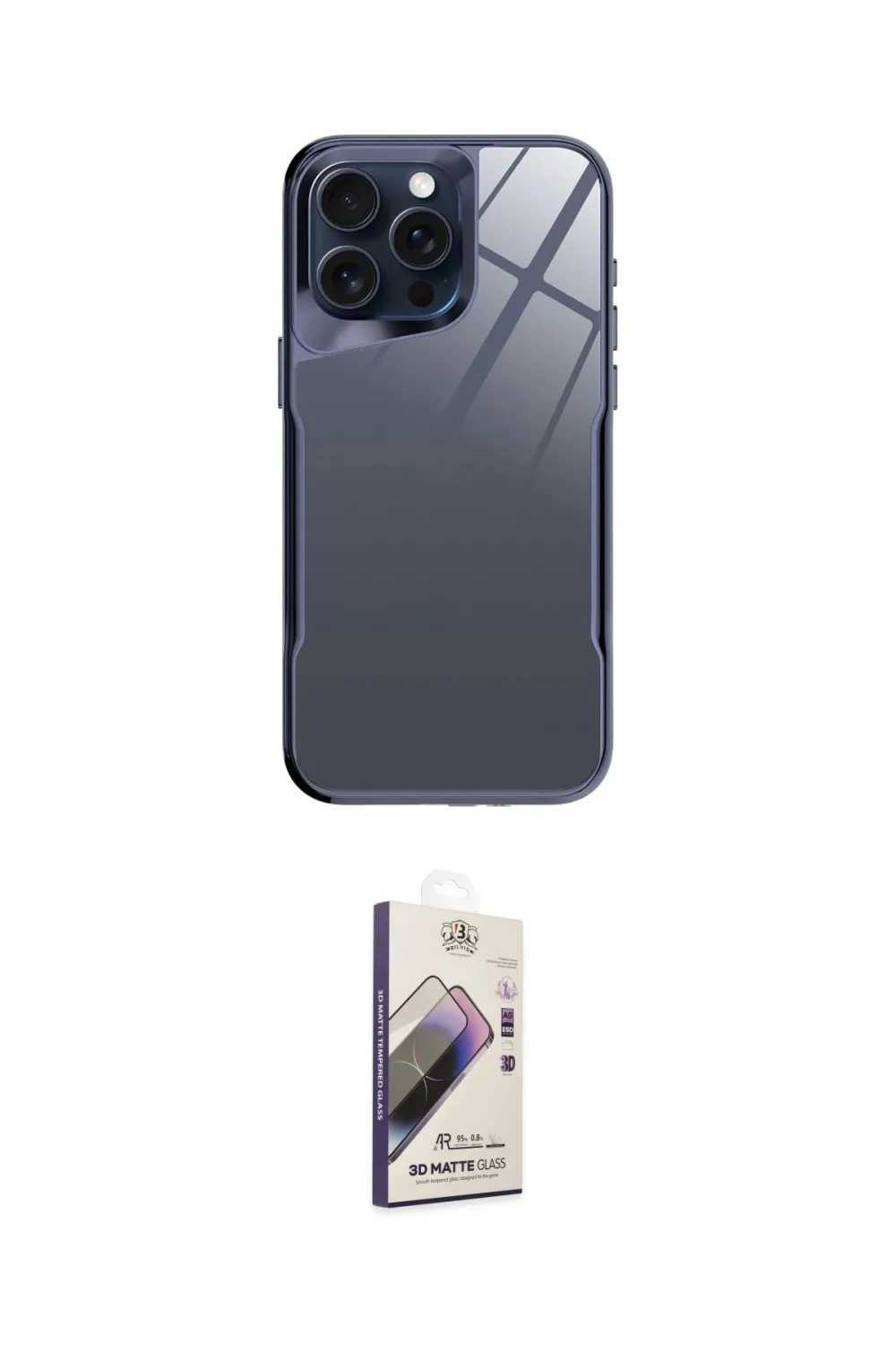 ieg™ iPhone 14 Pro Kılıf Odak Doku - Siyah Bilvis 3D Mat Cam Ekran Koruyucu