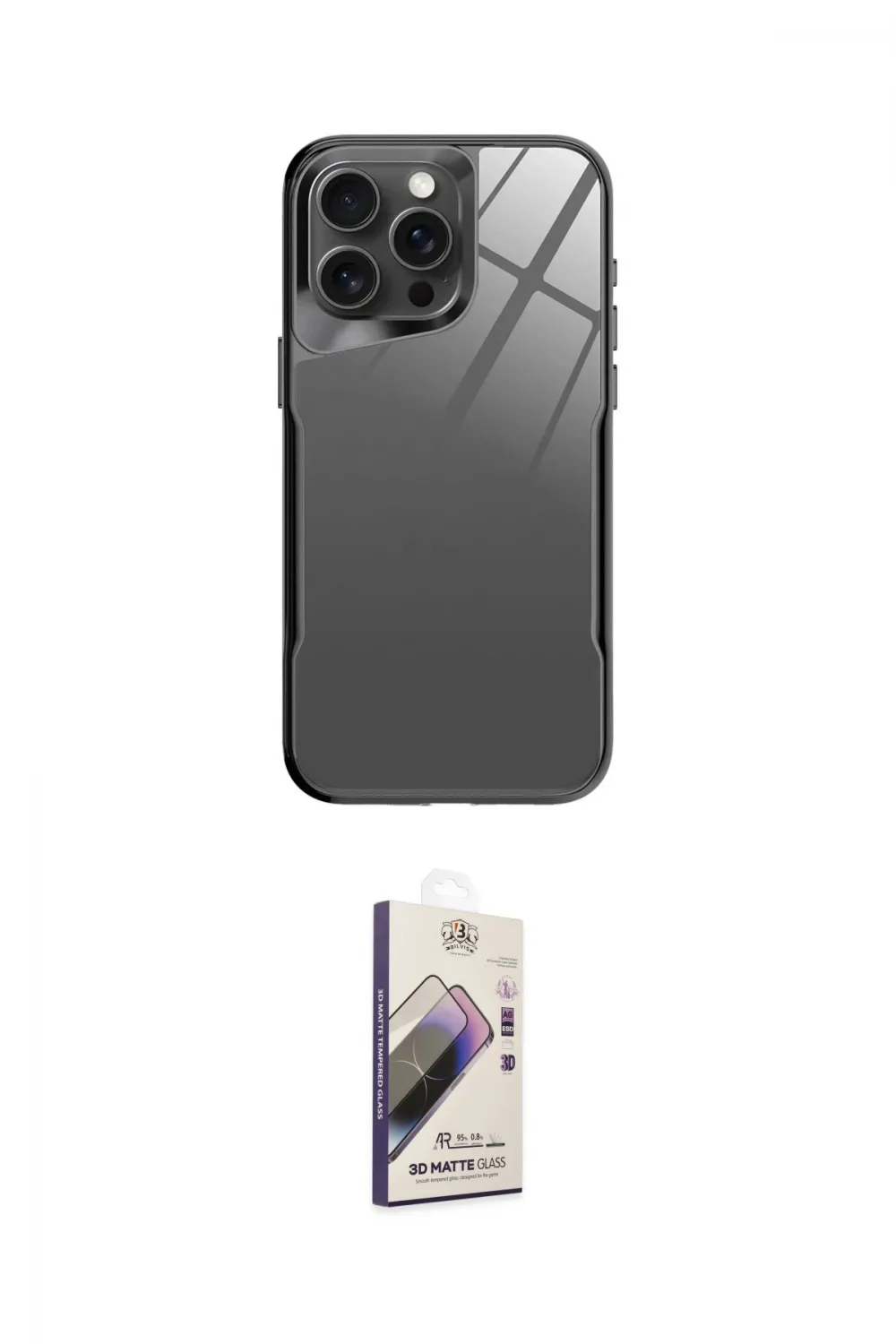 ieg™ iPhone 14 Pro Kılıf Odak Doku - Siyah Bilvis 3D Mat Cam Ekran Koruyucu