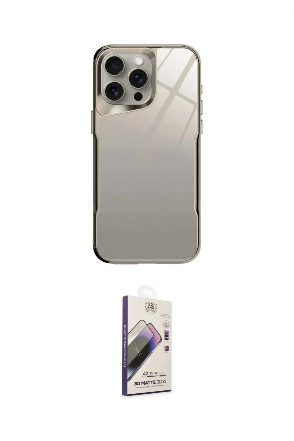 ieg™ iPhone 14 Pro Kılıf Odak Doku - Siyah Bilvis 3D Mat Cam Ekran Koruyucu