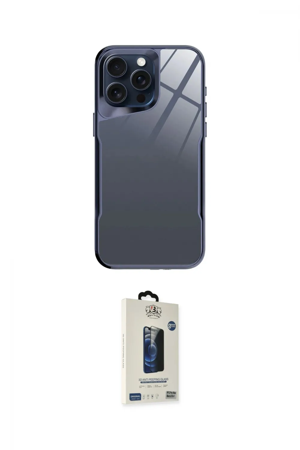 ieg™ iPhone 14 Pro Kılıf Odak Doku - Siyah Bilvis Hayalet Cam Ekran Koruyucu