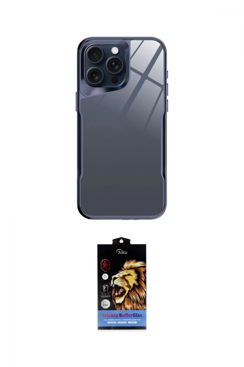 ieg™ iPhone 14 Pro Kılıf Odak Doku - Siyah Buffer Hayalet Cam Ekran Koruyucu