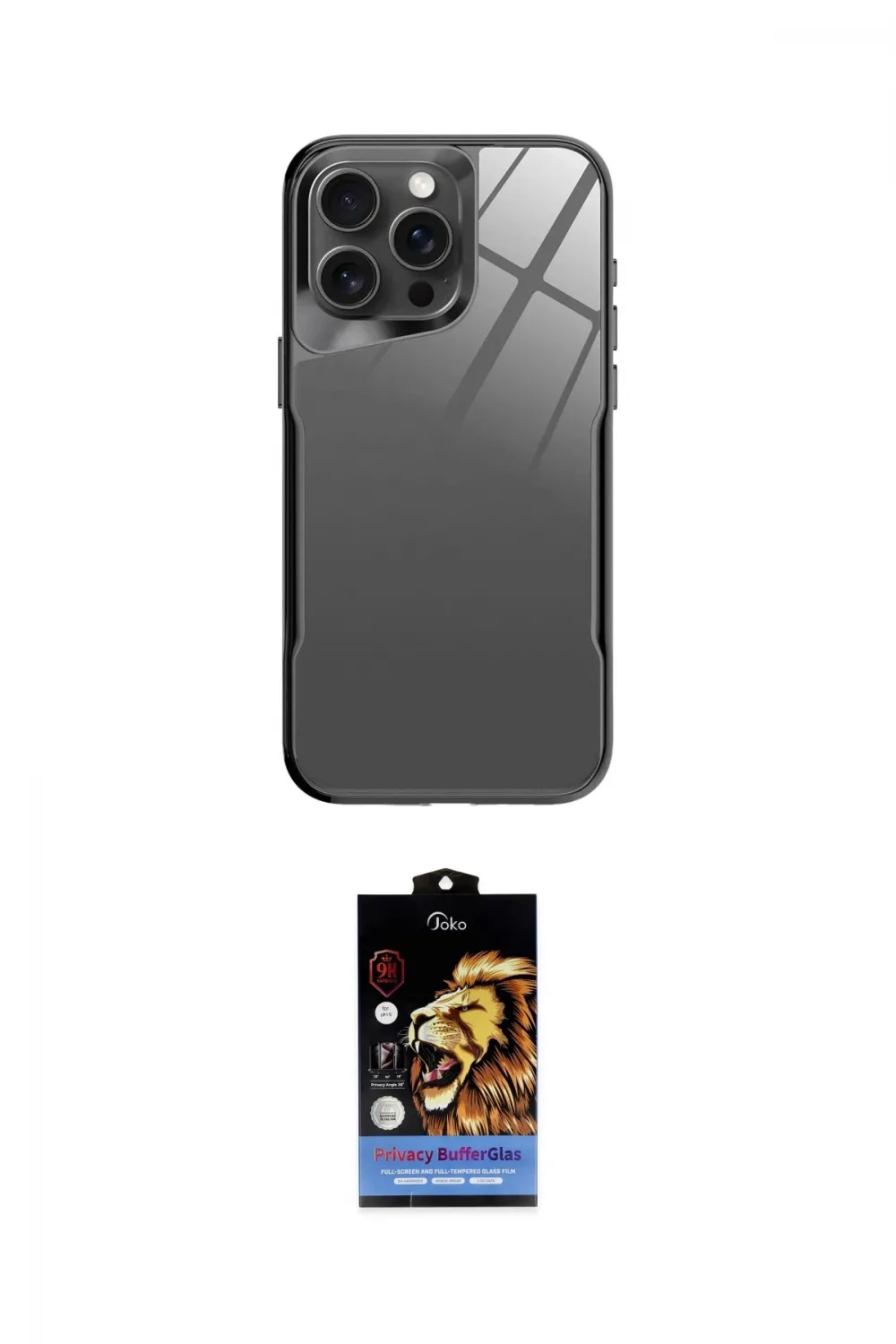 ieg™ iPhone 14 Pro Kılıf Odak Doku - Siyah Buffer Hayalet Cam Ekran Koruyucu