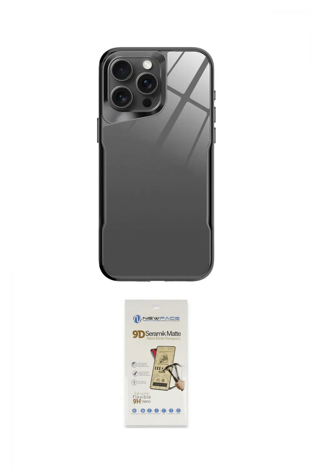 ieg™ iPhone 14 Pro Kılıf Odak Doku - Siyah Mat Seramik Nano Ekran Koruyucu