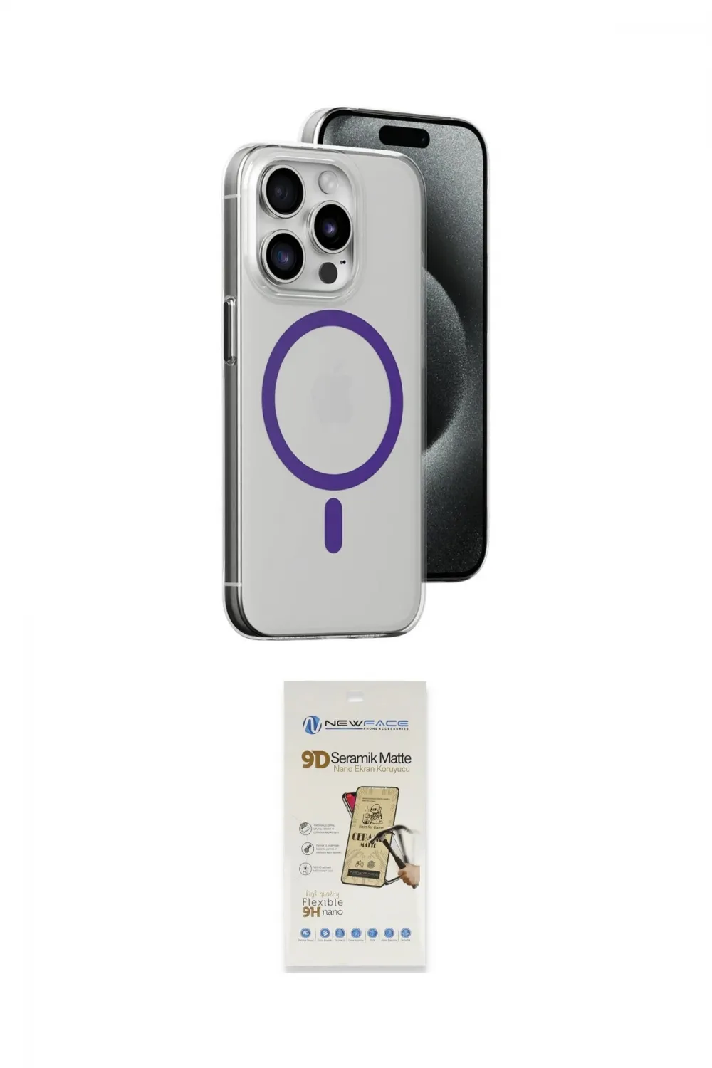 ieg™ iPhone 14 Pro Kılıf Odak Form Özel Seri - Siyah Mat Seramik Nano Ekran Koruyucu