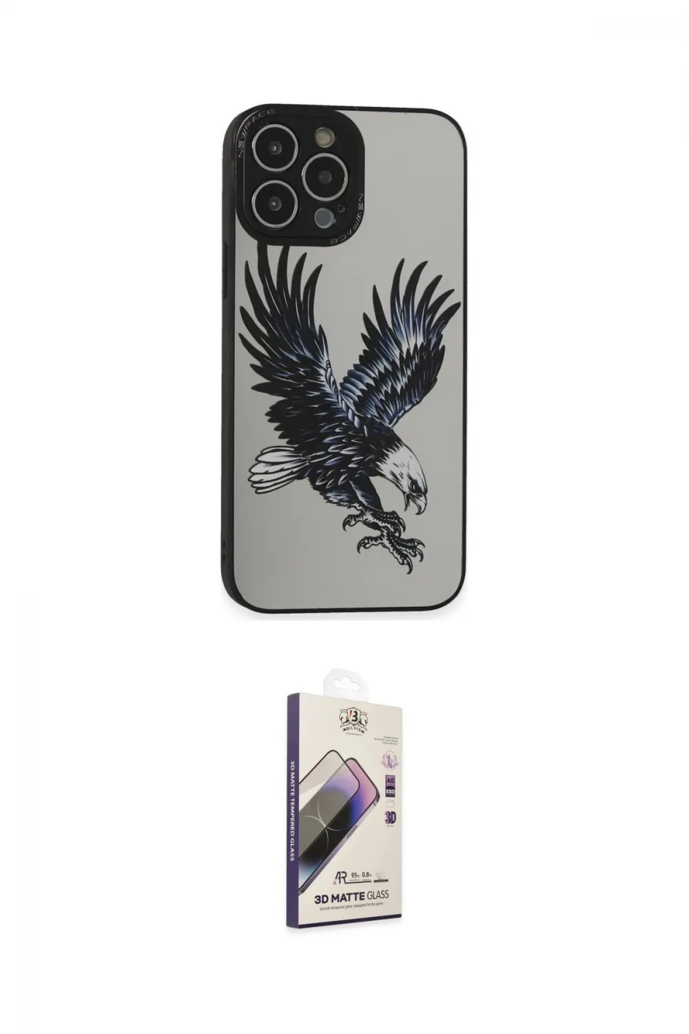 ieg™ iPhone 14 Pro Kılıf Odak Klasik Serisi - Siyah Bilvis 3D Mat Cam Ekran Koruyucu