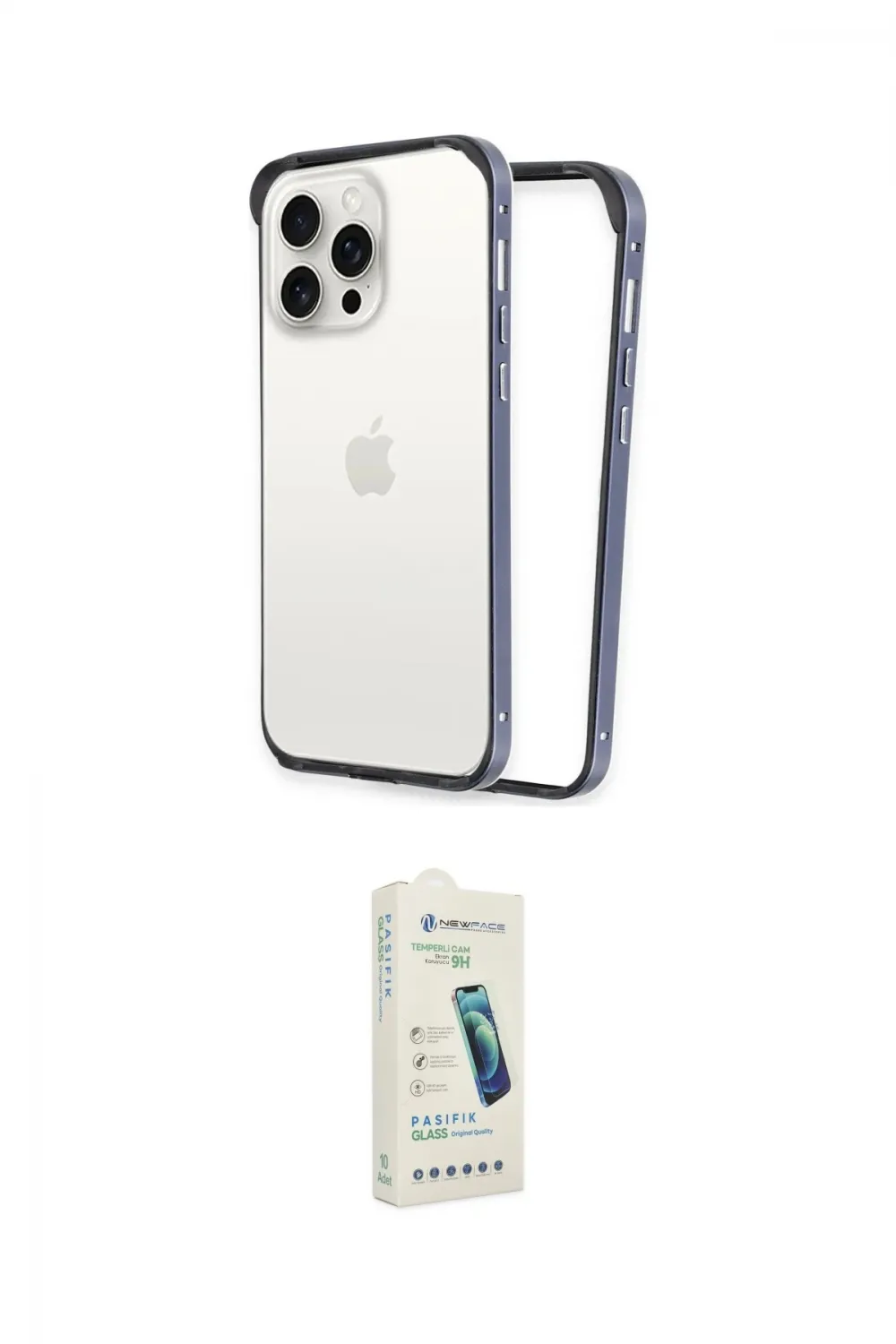 ieg™ iPhone 14 Pro Kılıf Pusula Asil Koleksiyonu - Şeffaf Pasifik Cam Ekran Koruyucu