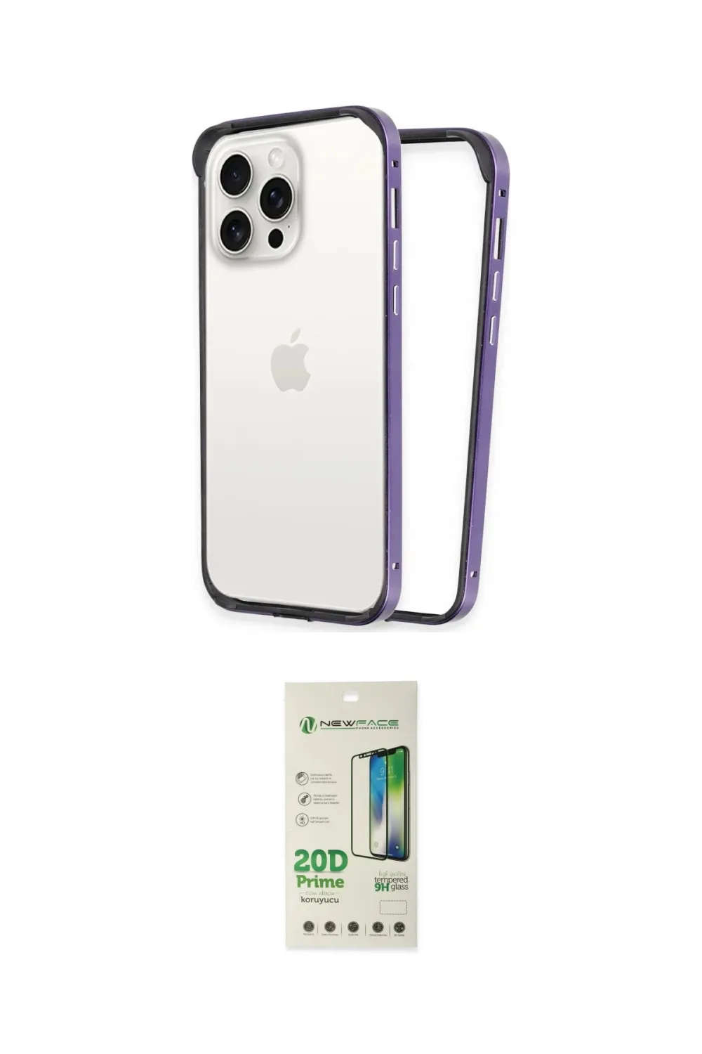 ieg™ iPhone 14 Pro Kılıf Pusula Asil Koleksiyonu - Siyah 20D Premium Cam Ekran Koruyucu
