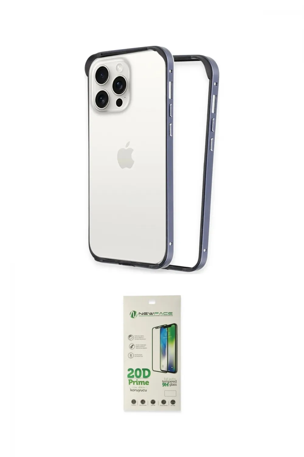 ieg™ iPhone 14 Pro Kılıf Pusula Asil Koleksiyonu - Siyah 20D Premium Cam Ekran Koruyucu