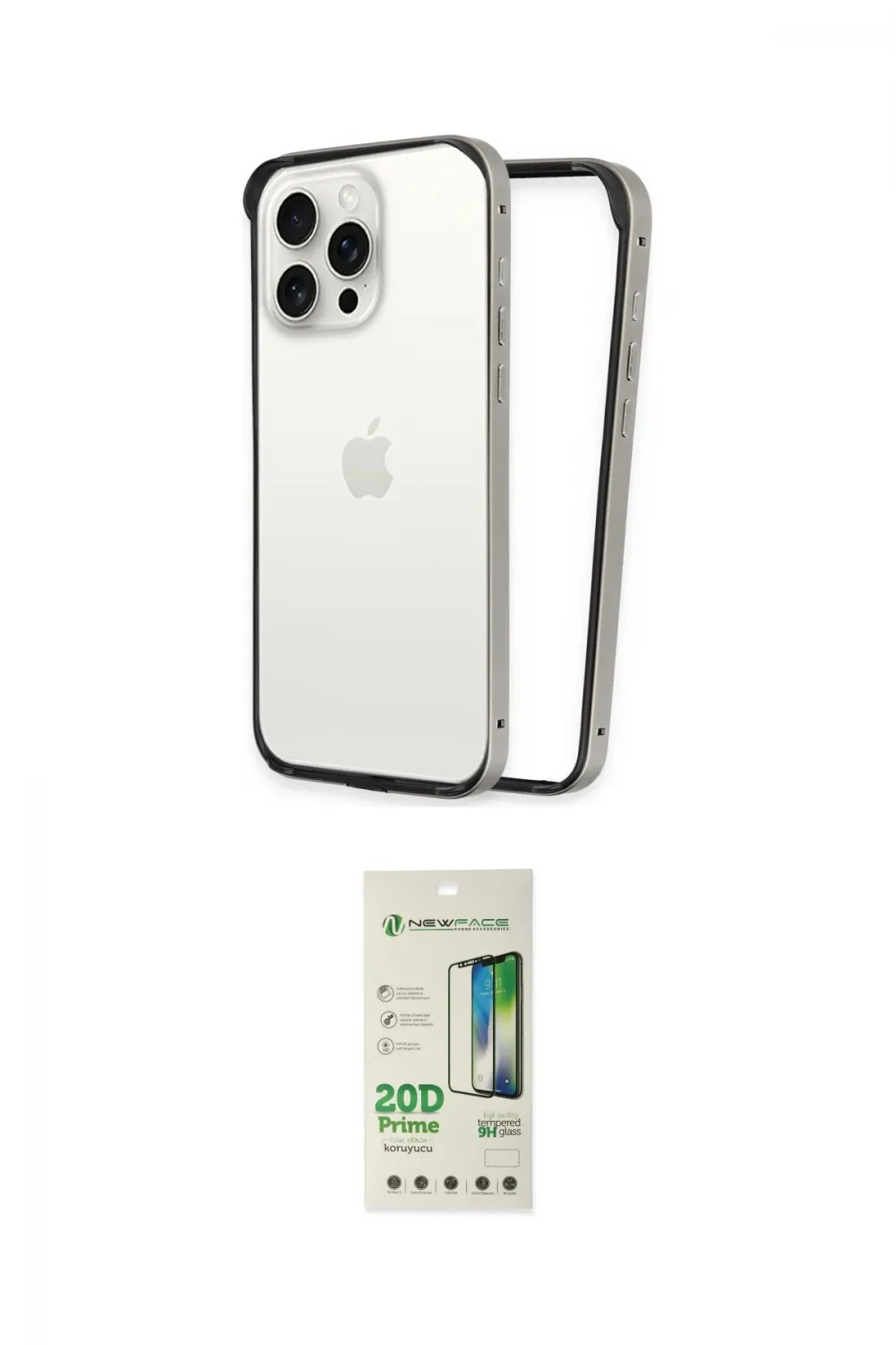 ieg™ iPhone 14 Pro Kılıf Pusula Asil Koleksiyonu - Siyah 20D Premium Cam Ekran Koruyucu