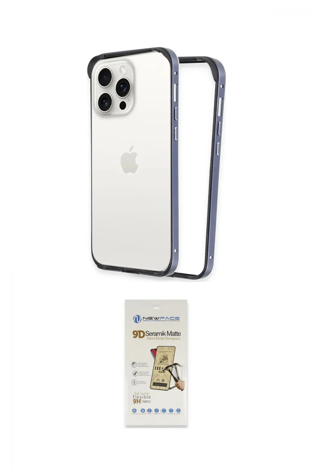 ieg™ iPhone 14 Pro Kılıf Pusula Asil Koleksiyonu - Siyah Mat Seramik Nano Ekran Koruyucu