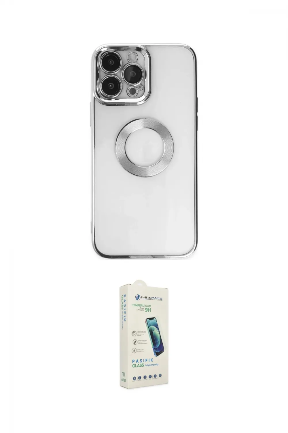 ieg™ iPhone 14 Pro Kılıf Pusula Form - Şeffaf Pasifik Cam Ekran Koruyucu