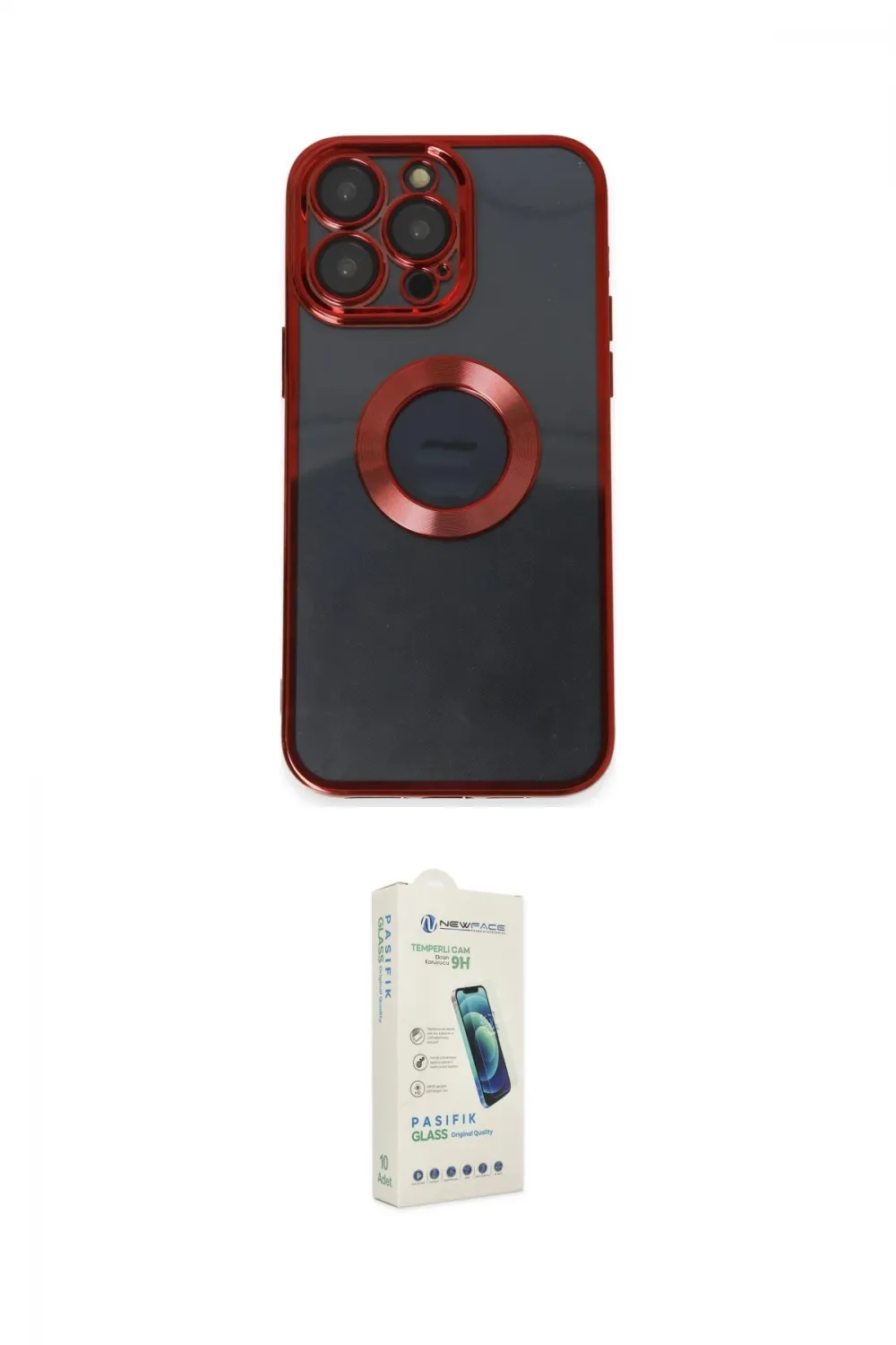 ieg™ iPhone 14 Pro Kılıf Pusula Form - Şeffaf Pasifik Cam Ekran Koruyucu