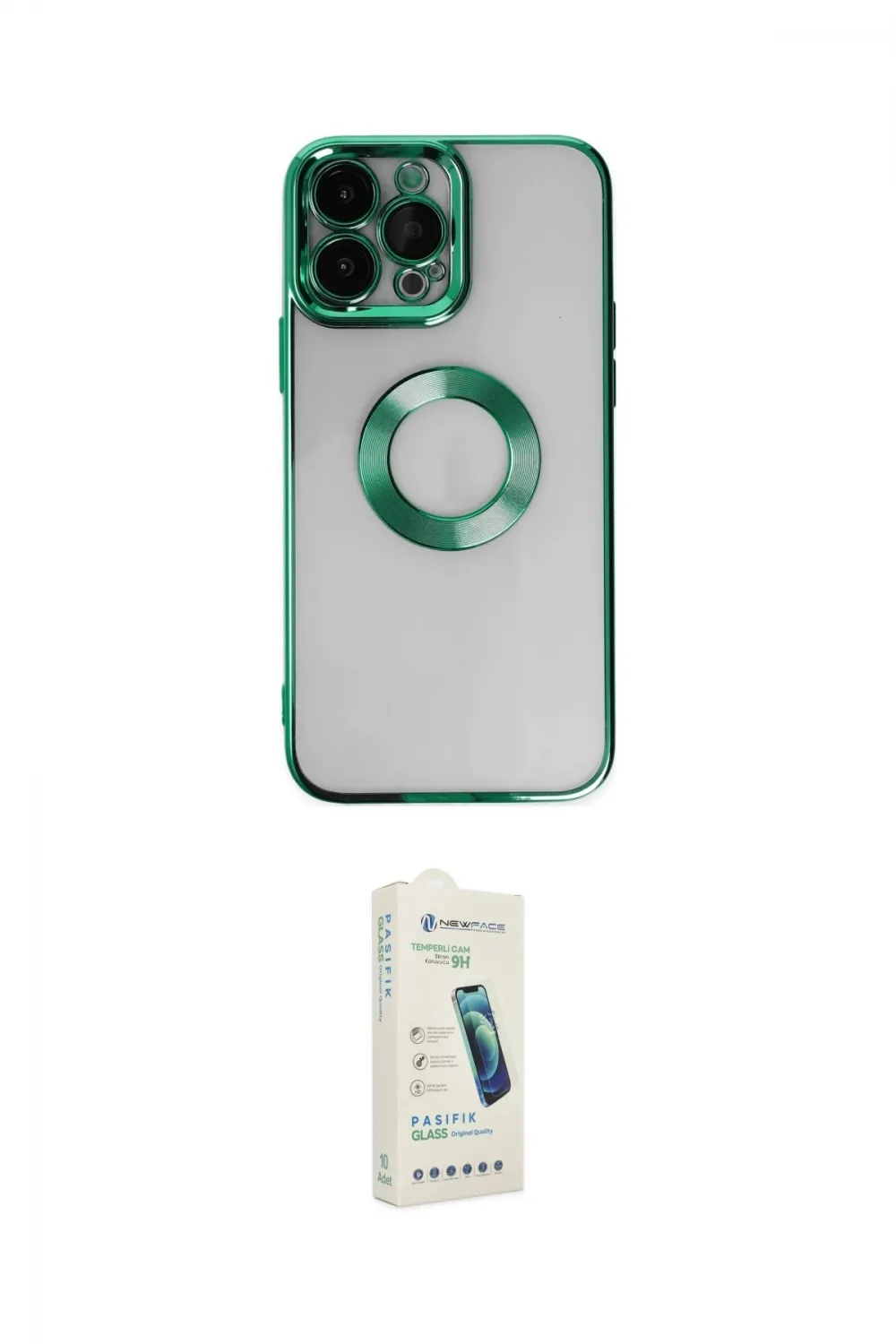 ieg™ iPhone 14 Pro Kılıf Pusula Form - Şeffaf Pasifik Cam Ekran Koruyucu