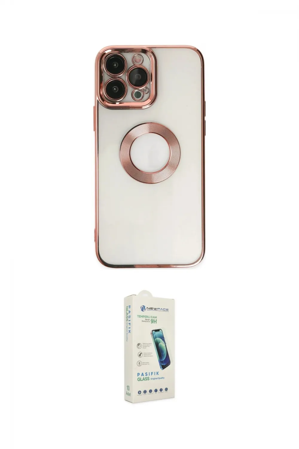 ieg™ iPhone 14 Pro Kılıf Pusula Form - Şeffaf Pasifik Cam Ekran Koruyucu