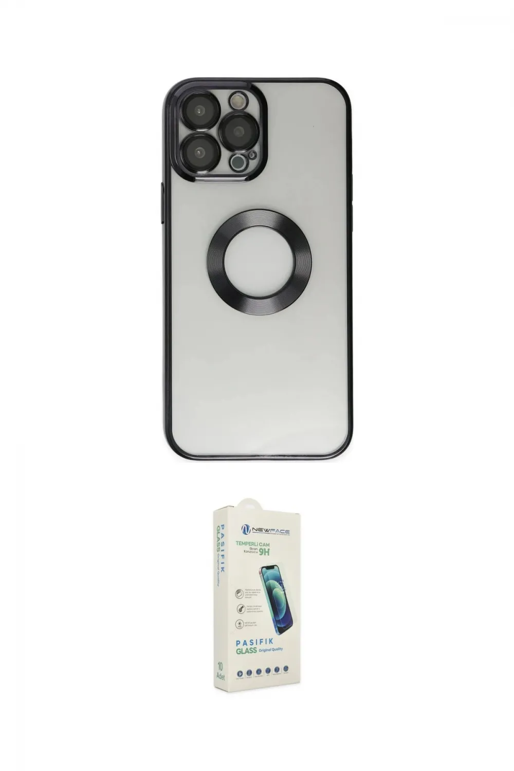 ieg™ iPhone 14 Pro Kılıf Pusula Form - Şeffaf Pasifik Cam Ekran Koruyucu